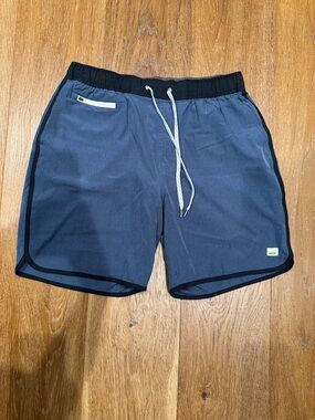 Vuori Navy Blue Athletic Shorts with Black Waistband